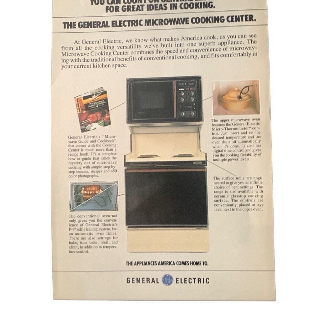 Vintage 1972 General Electric GE Microwave Great Ideas Ad Advertisement